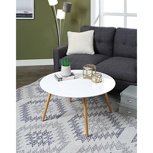 Convenience Concepts Oslo Table Basse Ronde, Blanc Lustré