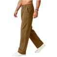 thumbnail image 4 of LONKITO Mens Pants with Pockets Relaxed Fit Cotton Bland Trousers Lightweight Casual Summer Beach Pants, 4 of 8