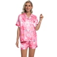 thumbnail image 4 of DAKIMOE Womens Silk Satin Pajama Set Short Sleeve Shirt with Shorts 2 Piece Pjs Sets Soft Silky Pajamas Sleepwear Nightwear Button-Down Loungewear S-XL, 4 of 9