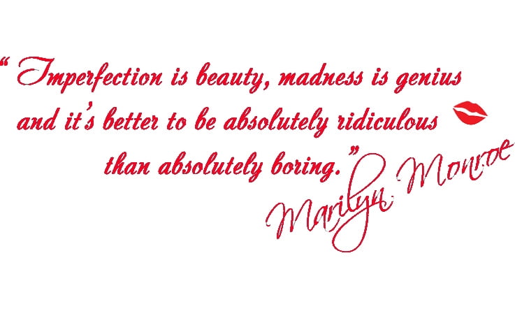 BEDROOM WALL ART DECAL X116 MARILYN MONROE IMPERFECTION WALL STICKER QUOTE 