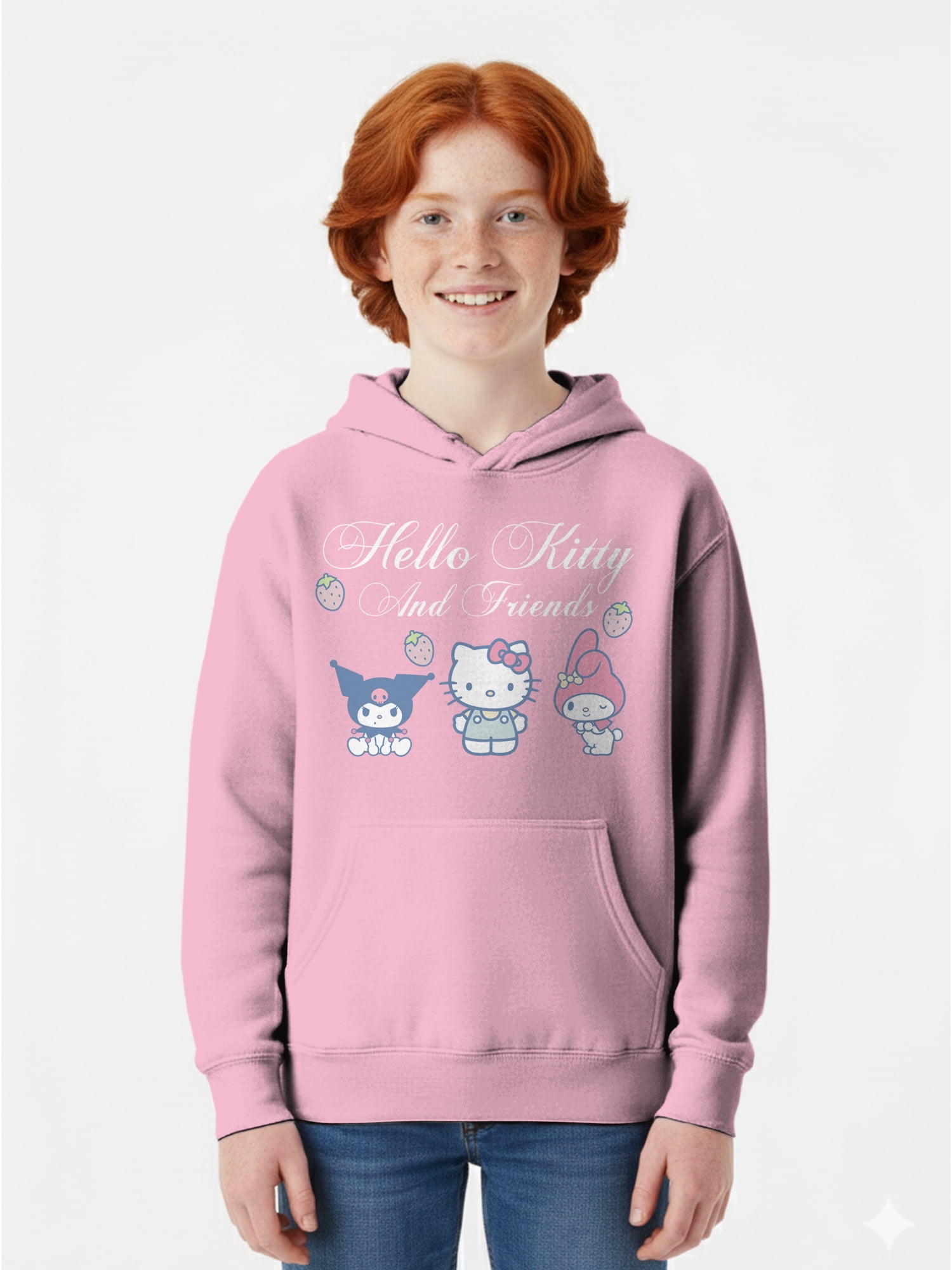 Sanrio Kids Graphic Fleece Hoodie, Hello Kitty Berries, Sizes 4-18