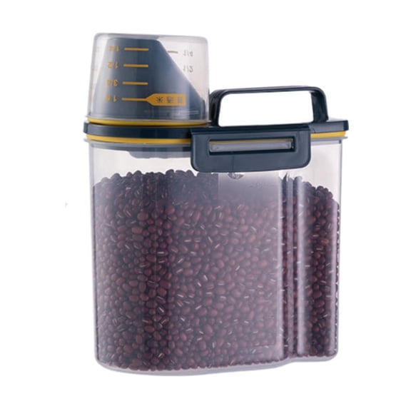 Airtight Pet Food Storage Container with Measuring Cup Spout, 6L Dog Cat Food Dispenser Bin, Moisture-Proof PP Canister, Portable Handle