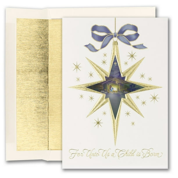 JAM Blank Christmas Cards & Matching Envelopes Set, Purple Religious ...