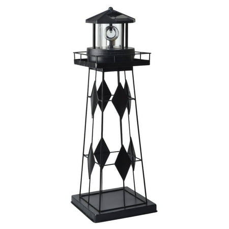 lighthouse solar moonrays powered led light garden outdoor rotating metal walmart