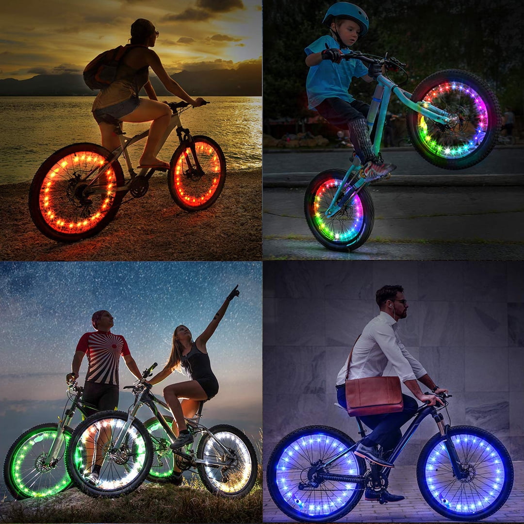 Baiyu USB Rechargeable Bike Bicycle Spoke Lights Waterproof 2 Modes Cycling Wheel Tire Lights Steel Wire rim 20 LED Flash Light Including batteries Pink Lamp Bike Accessory - 