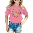 thumbnail image 1 of T-shirt Décontracté à Manches Courtes à Col Rond pour Filles, Haut Mélangé pour Enfants pour le Quotidien avec Design Classique, Vêtements d'École et de Jeu, 1 of 3