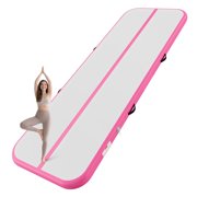 KFFKFF Inflatable Gymnastics Air Mat 10 ft Training Mat with Electric Pump, 4-inch Thick Durable Tumble Track, Versatile Mat for Home, Gym, Outdoor Activities, Yoga, Cheerleading, Beach, Park, Pink