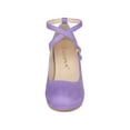 thumbnail image 5 of BLISSFUL STEP Women's Shoes Platform Round Toe Cross Strap Buckle Closure Stiletto Heel  Mary Jane Pumps Purple 8.5, 5 of 5