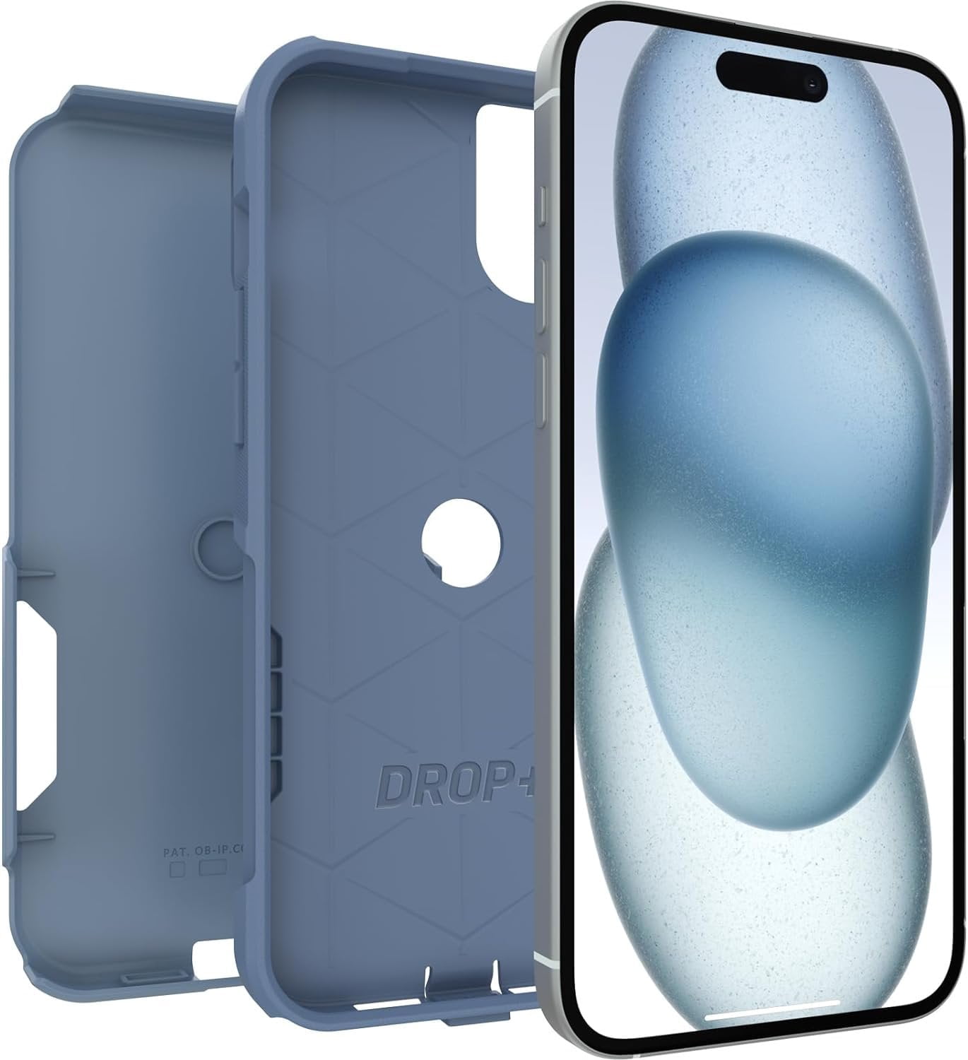 OtterBox Wireless Charging CELL Phone Case for iPhone 15 Plus, Crisp Denim Blue
