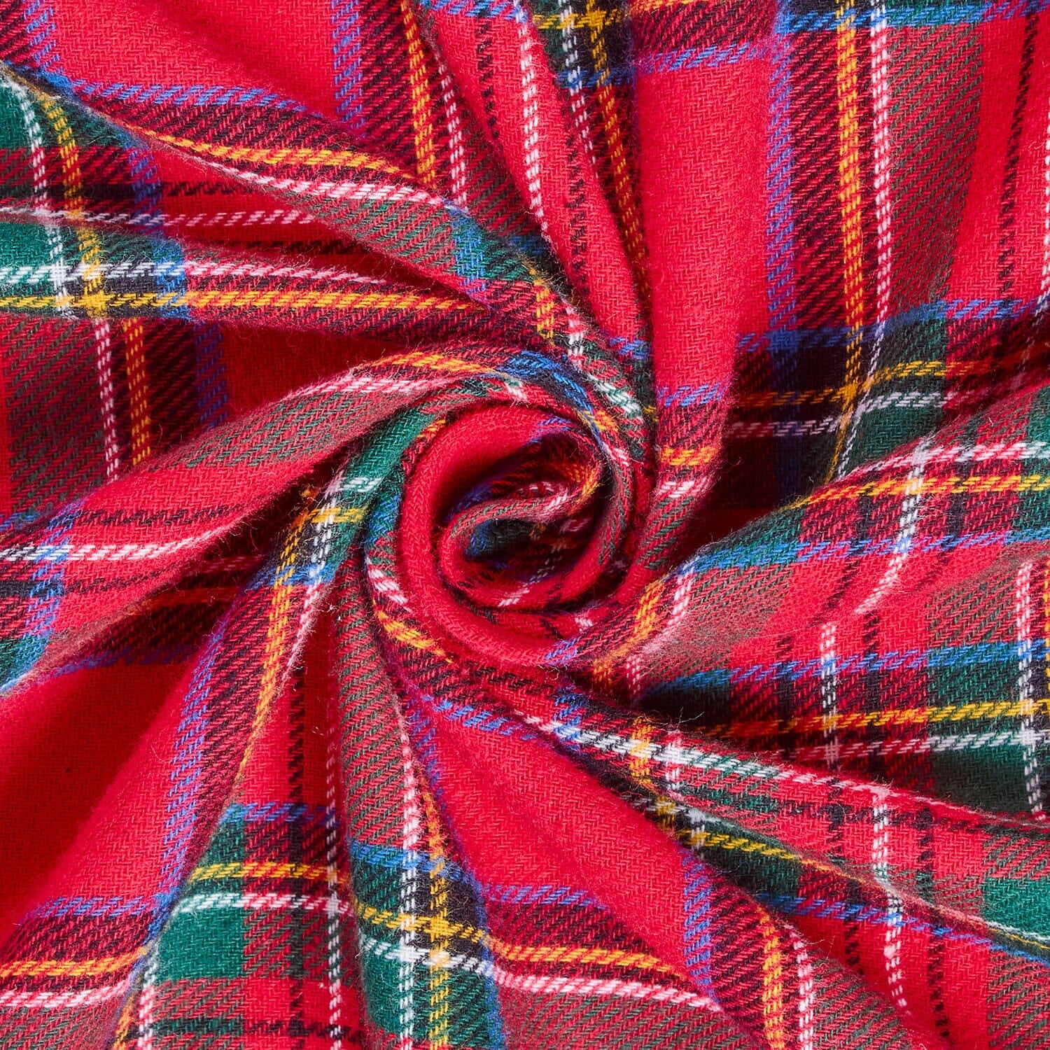 Flannel Brushed Tartan Plaid Fabric Geometric Hypoallergenic Cotton Red Yarn Dyed Fabric By The Yard To Sew Apparel, Décor, & More - Red / Hunter Green (5 Yards)