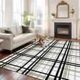 thumbnail image 2 of Area Rug 5'x7', Sage Green Black Plaid Non-slip Runner Rug Carpet for Bedside, Farmhouse Green Black Checkered Washable Outdoor Indoor Area Rugs Mat for Entryway/Living Room/Bedroom/Kitchen/Office, 2 of 9