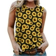 thumbnail image 2 of Summer Saving Usmisi Tank Tops Sunflower Print Crewneck Sleeveless T Shirts for Women Plus Size Casual Summer Racerback Vest Blouse Yellow M Up to 65% off, 2 of 5