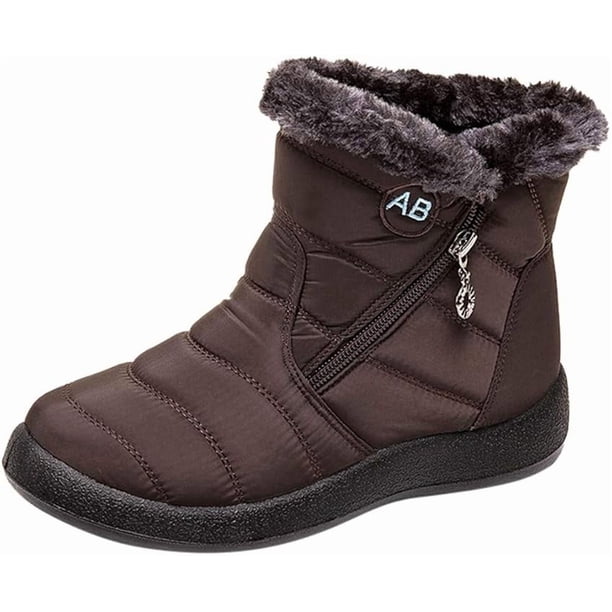 Botines para mujer sin tacón, botines de cuña con corte en V, tacones gruesos, borlas y cremallera lateral.
