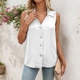thumbnail image 4 of CUSTG Casual Blouses For Women Simple Solid Color Sleeveless Collared Blouse Button Down Shirt Lightweight Summer Tops Work Stylish Dailywear, 4 of 5