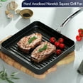 thumbnail image 3 of Cooks Standard Classic 11 x 11-Inch Nonstick Square Griddle Pan, Hard Anodized Cookware Grill Pan, Groove Design,Heat-resistant Handle, Not Induction, Black, 3 of 6