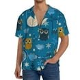 thumbnail image 3 of Xecao offers the Cute Colorful Owls And Trees for Men's Casual Short-sleeved Shirt, a button-up collared shirt with a pocket, perfect for beach vacations and yacht travel in the 4X-Large size., 3 of 7