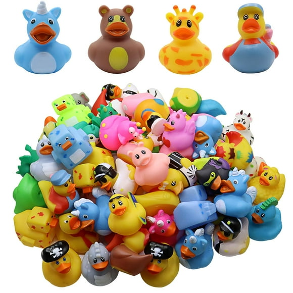 100 Pack Rubber Duck Pack Bath Toy Assortment Bulk Floater Duck for Kids Birthday Gifts Baby Showers Classroom Prizes Party Favors Rubber Duckies for Jeep Summer Beach Pool Toys