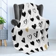 thumbnail image 4 of Love Soft Flannel Fleece Throw Blanket, Small Heart Let Me Love You Hipster Liking Spouse Couples Design, Cozy Plush for Indoor and Outdoor Use, 50" x 70", Tan Black White, by Ambesonne, 4 of 5