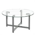 thumbnail image 6 of Aukfa Round Tempered Glass Coffee Table Metal Tube Legs End Table for Living Room, White, 6 of 9