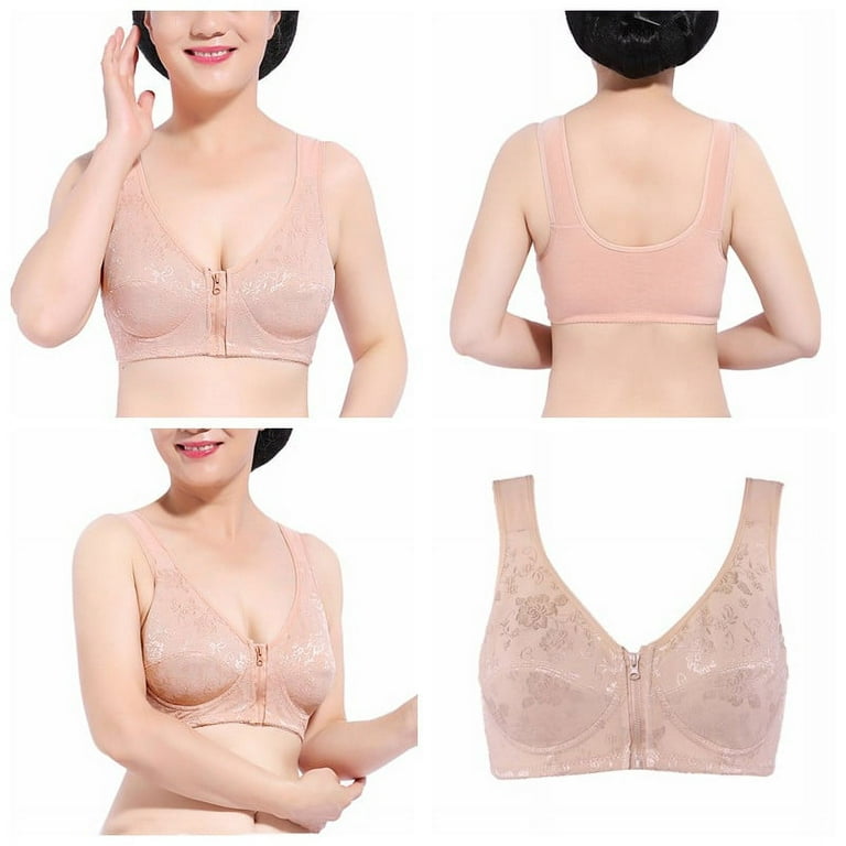 Womens Bras,Breathable Cotton Bra With Front Zipper And No Steel  Ring(85B-105B)