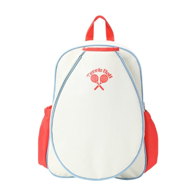 S SERENABLE Tennis Backpack Racket Holder for Pickleball Paddles Badminton Racquet Balls White