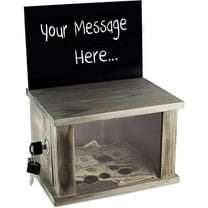 Wood Suggestion and comment Box 8.75 x 6 Charity Donations Collection Box Wood countertop Register tip box with Removable Black Chalkboard 8.5 x 6" lock and set of keysRustic Green/Gray