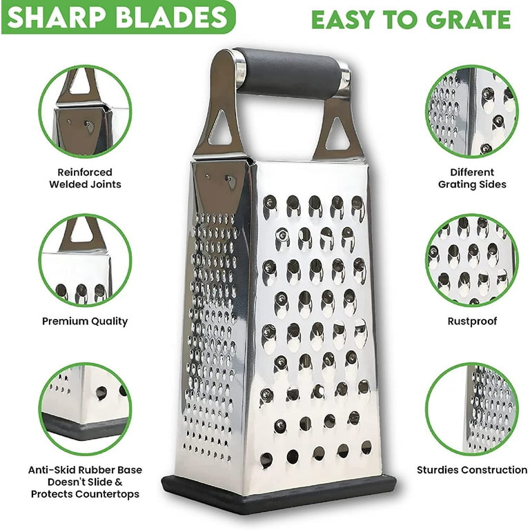 Yiyang Professional Box Grater for Kitchen, 4 Sided Box Cheese