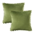 thumbnail image 4 of Phantoscope Pom Pom Velvet Series Decorative Throw Pillow, 18" x 18", Green, 2 Pack, 4 of 6
