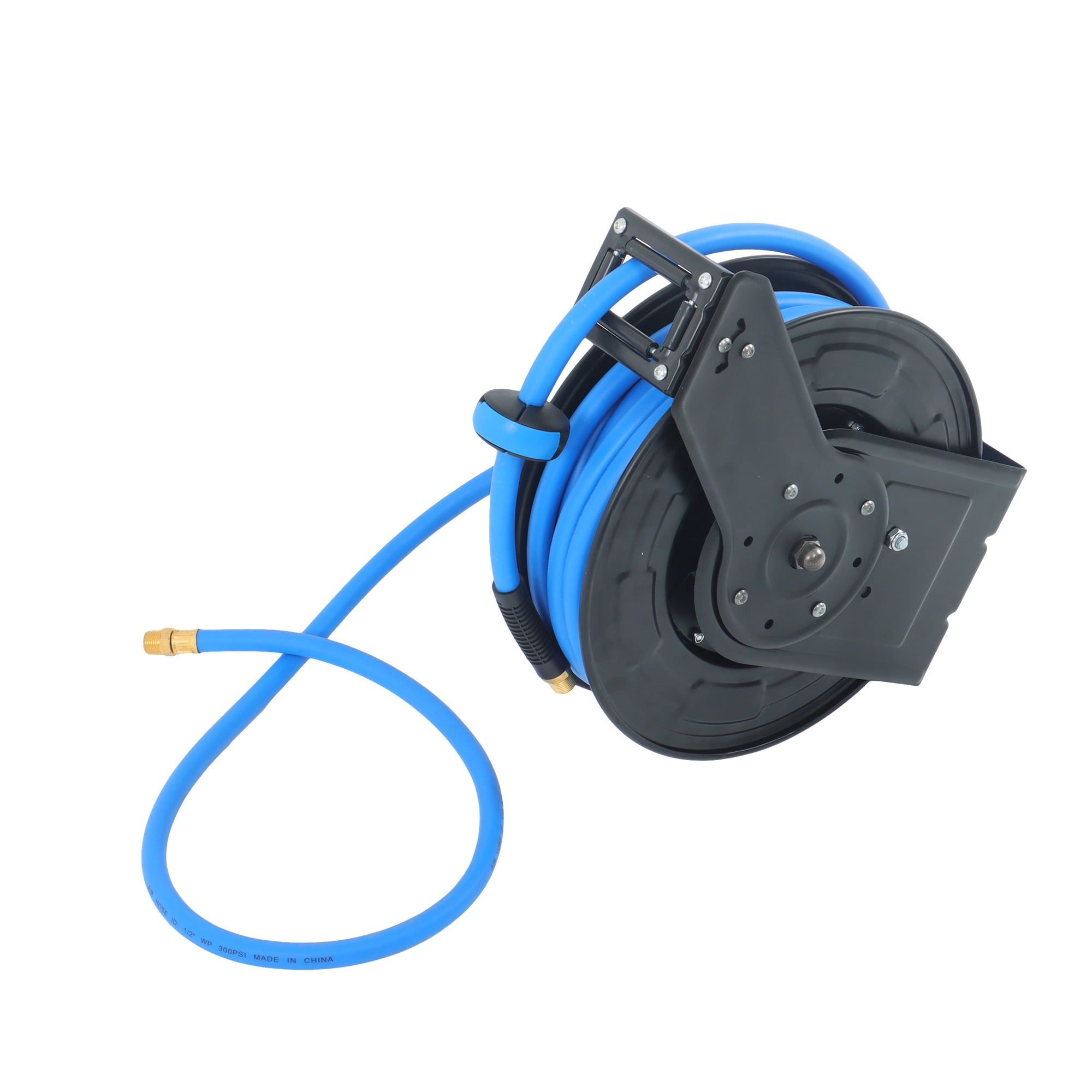 EPOTOOR  1/2" x 50' Steel Retractable Steel Reel Rubber Air Hose Heavy Duty Dual Arm