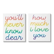 Stupell Industries How Much I Love You Quote Rainbow Typography Canvas Wall Art, 16 x 20, Design by Daphne Polselli