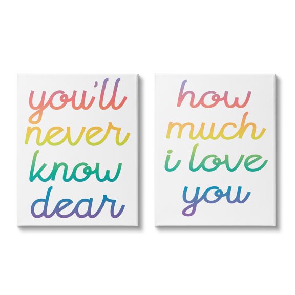 Stupell Industries How Much I Love You Quote Rainbow Typography Canvas Wall Art, 16 x 20, Design by Daphne Polselli