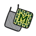 thumbnail image 2 of Letter M Football Green and Yellow Pair of Pot Holders, 2 of 2