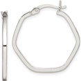 thumbnail image 1 of Sterling Silver Polished Hexagon Hoop Earrings (24.75 X 24) Made In India qe14104, 1 of 5