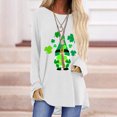 thumbnail image 2 of Pompotops T-Shirt à Manches Longues Col Rond Femme Casual St. Patrick Top Chemisier, 2 of 5