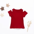 thumbnail image 2 of Timegard Toddler Girls Clothes Baby Cold Shoulder Solid Color Ribbed Comfy Cute Tee Shirts Fashion, 2 of 8