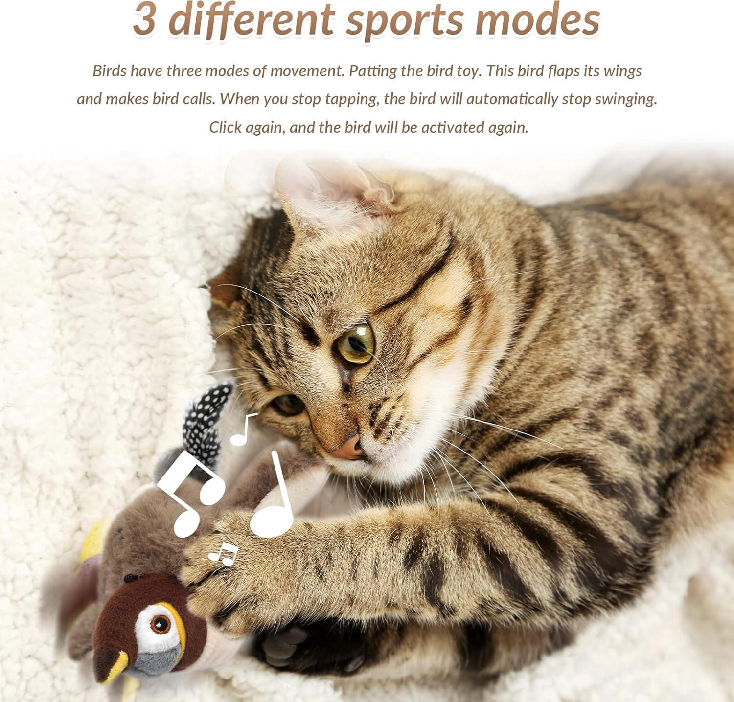 Bird Cat Toys with Flapping Wings, 2025 New Flying Birds Cats Toy, Flying Simulation Electric Sparrow Shaking Hunting Pet Toy for Indoor