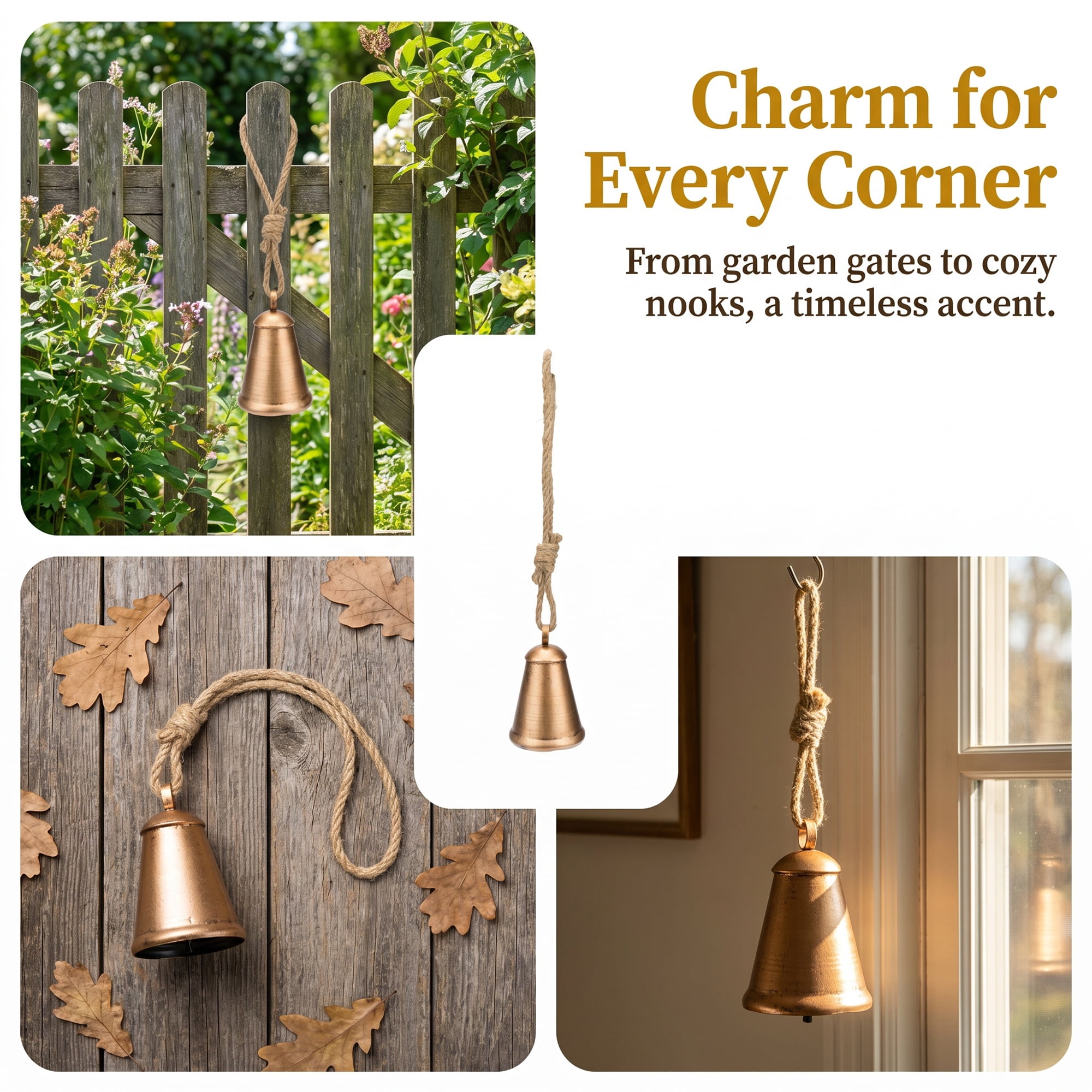 Unique Bargains Vintage Hanging Decor Iron Trumpet Cow Bell Bronze 2.8" x 2.8" x 12.2"