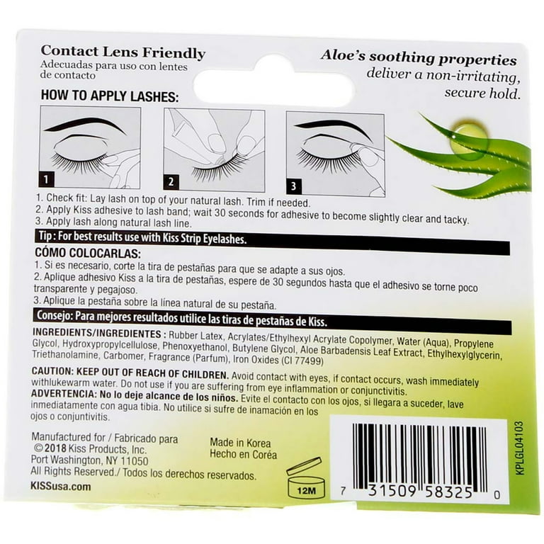 KISS Strip Lash Adhesive with Aloe, Black, Hypoallergenic, Secure Hold,  0.25 oz, 2 Pack - Walmart.com
