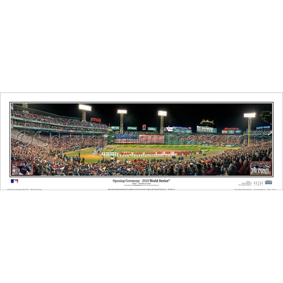 Boston Red Sox 2018 World Series  Game One Opening Ceremony with Game Inserts Panoramic Poster Print Deluxe Black Wood Frame with Plexi Glass 2122