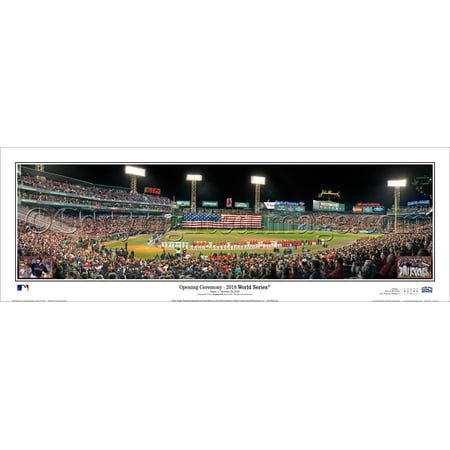 Boston Red Sox 2018 World Series Game One Opening Ceremony with Game Inserts Panoramic Poster Print Black Metal Frame with Plexi Glass 2122