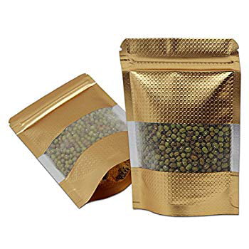Gold Aluminum Foil Stand Up Package Bag Mylar Zip Lock Food Grade Bean Pouch