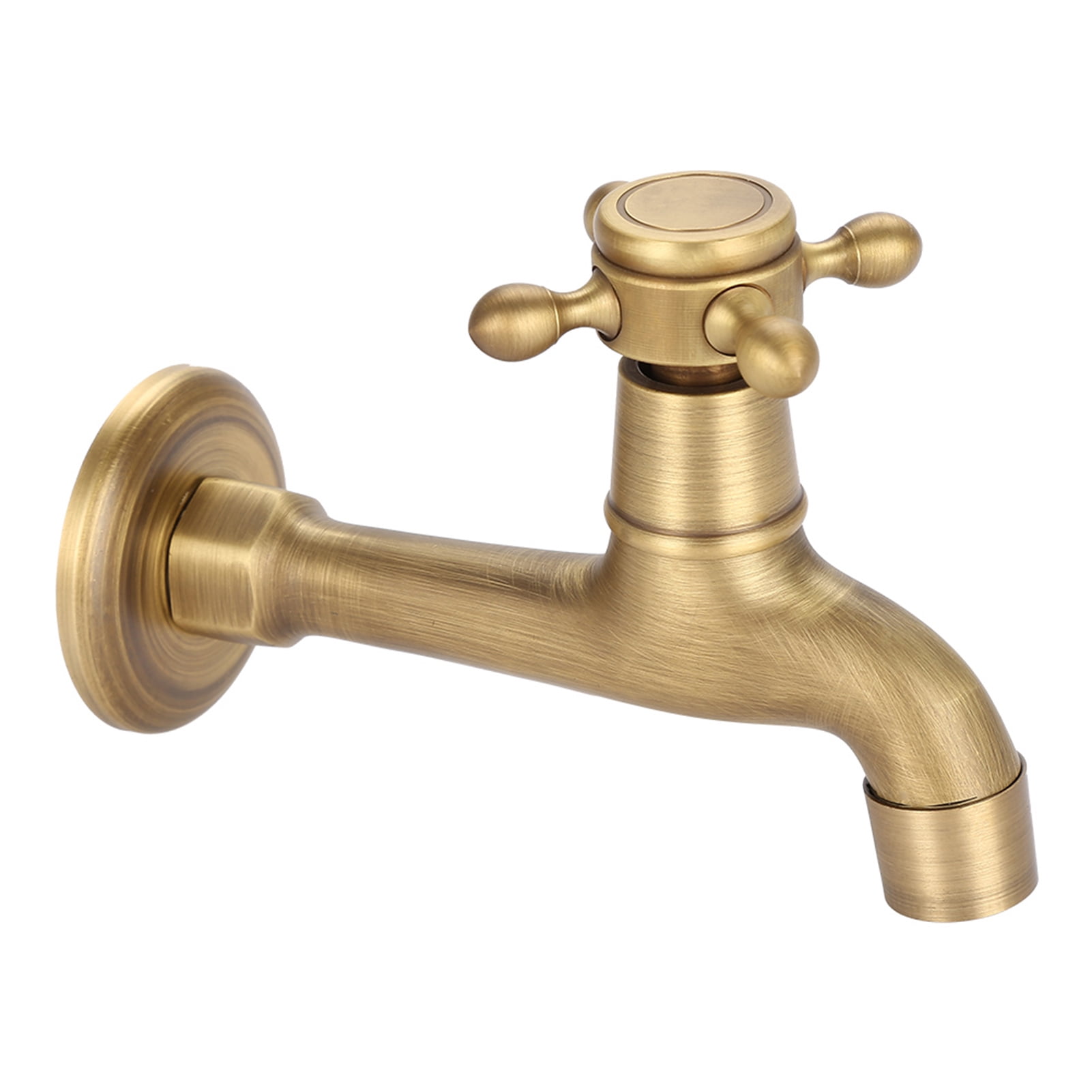 Wall Mounted Single Cold Water Faucet Vintage Solid Brass Faucet