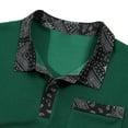 thumbnail image 4 of QUINDOS Short Sleeve Mens Shirts Polo Collared Casual Shirts Patchwork Golf Solid Loose Pockets T-shirts, 4 of 8