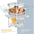 thumbnail image 6 of Ktaxon 2 Pack Chafing Dish for Buffet with Lid Holder, 5 Quart Stainless Steel Buffet Set, Round Chafers and Warmers Sets for Party, Catering, Wedding, Banquet, Graduation, 6 of 7