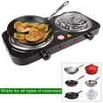 thumbnail image 3 of JUNWELL Portable 2000W Electric Double Burner 110V Hot Plate Heating Cooktop Camping Dorm Stove Cooker with Plug, 3 of 8