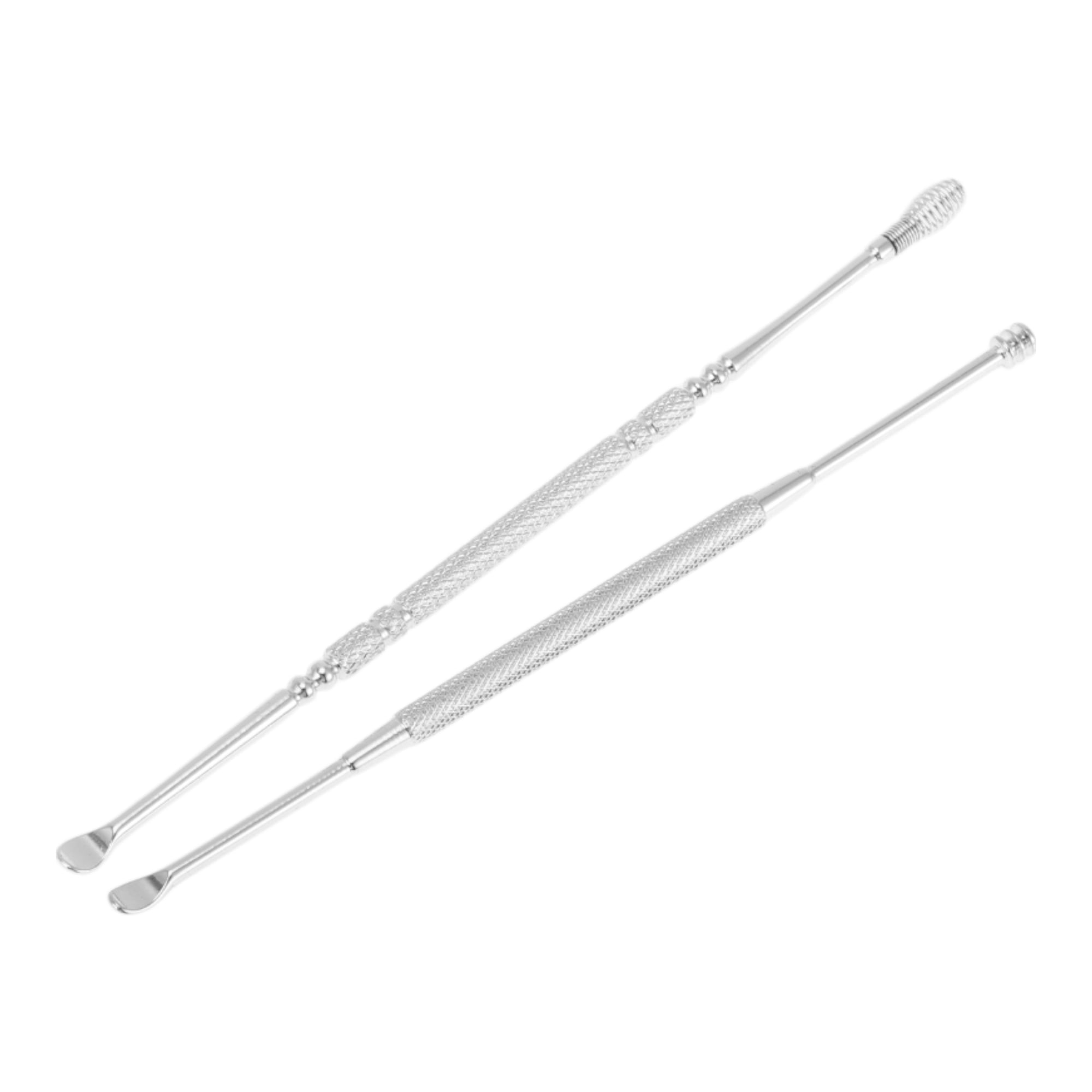 Unique Bargains Dot Pattern Earwax Cleaning Tool Kit 2 Pcs with Ergonomic Design Silver Tone