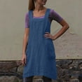 thumbnail image 6 of 2026 Cotton Linen Apron Cross Back Apron for Women with Big Pockets Square Pinafore Dress for Baking Cooking,Dark Blue S, 6 of 7