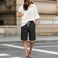 thumbnail image 6 of Long Shorts for Women Trendy Only Moment High Waist Casual Shorts Flat Cloth Sport Shorts Summer Athletic Cycling Hiking Sports Shorts Black,L, 6 of 8
