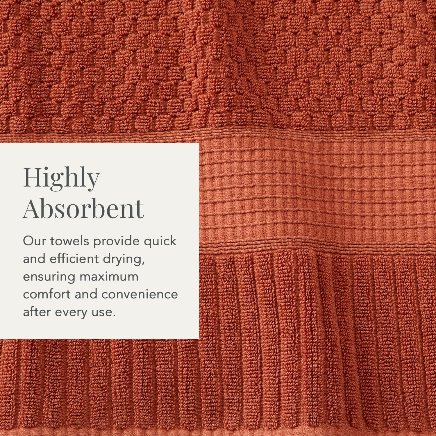 100% Cotton Hand Towel 6 Pack Hand Towel Set | Super Soft & Absorbent Quick-Dry Hand Towels 16" x 28" |Textured and Durable Cotton | Trinity Collection (6 Pack Hand Towel, Clay)