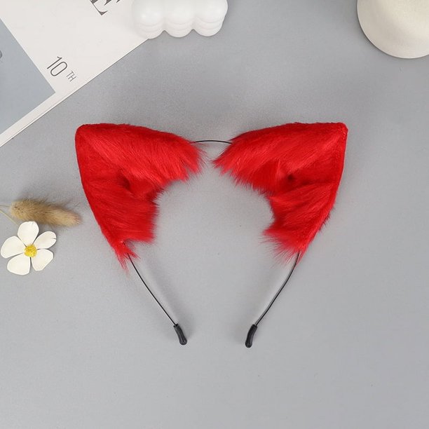 Diadema con orejas de gato y zorro de simulación hecha a mano, diadema con orejas de bestia de peluche, accesorios para vestido de cosplay, accesorios para tocado
